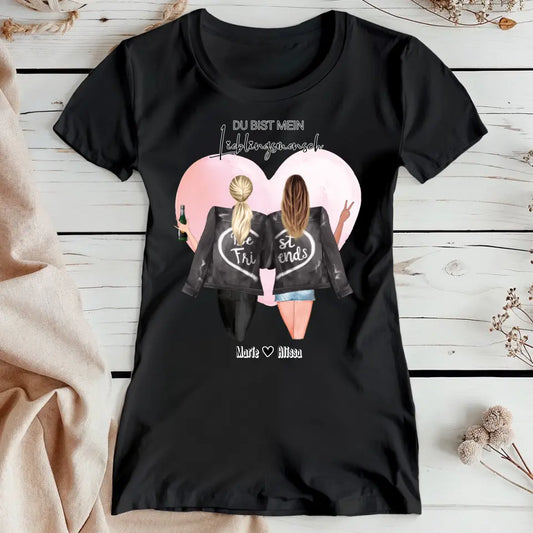 Personalisiertes T-Shirt - Beste Freundin mit Jacken (2 Freundinnen)