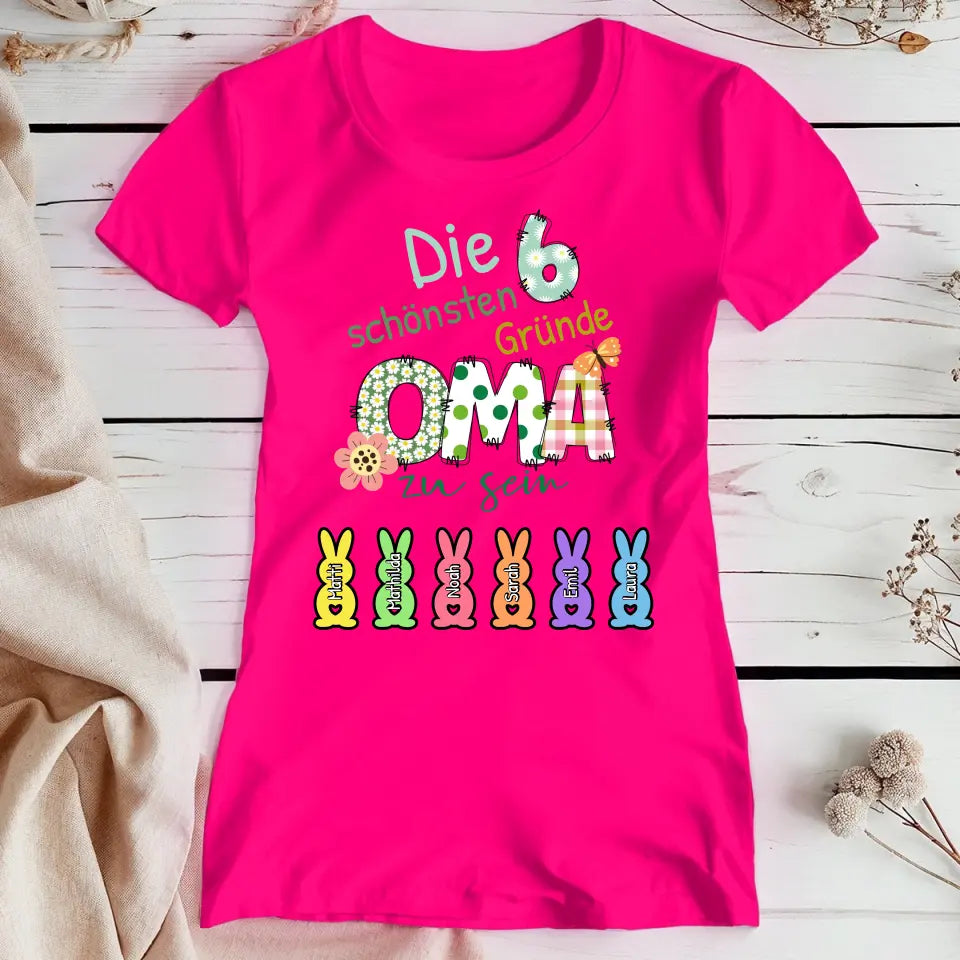 Personalisiertes T-Shirt - Die X schönsten Gründe Oma zu sein - Oster T-Shirt