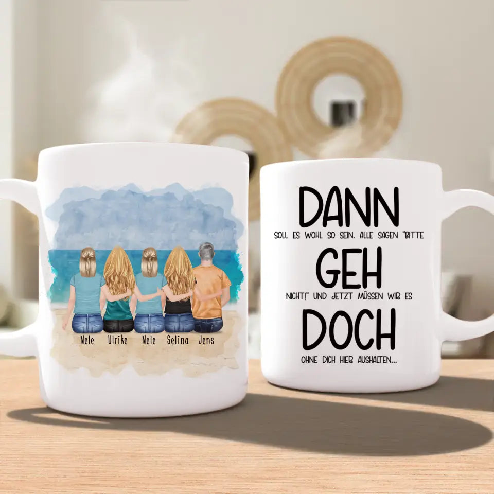 Personalisierte Tasse Kollegen (1 Mann + 4 Frauen) - Abschiedsgeschenk