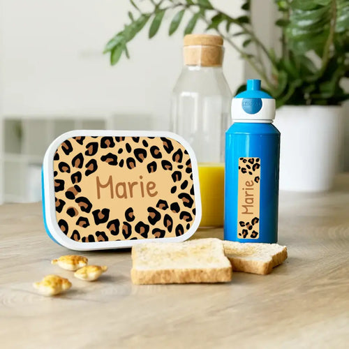 Personalisierte Mepal Campus Bento Brotdose/Trinkflasche im Leoparden Design mit Namen