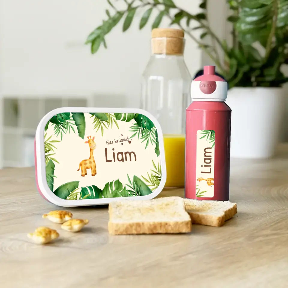 Personalisierte Mepal Campus Bento Brotdose/Trinkflasche im Jungle Design mit Namen