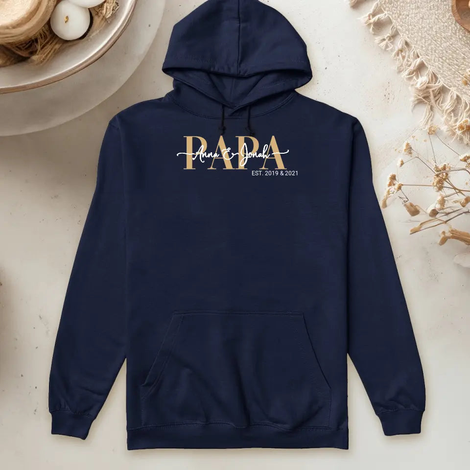 Personalisierter Hoodie - Papa Schriftzug mit Kindernamen