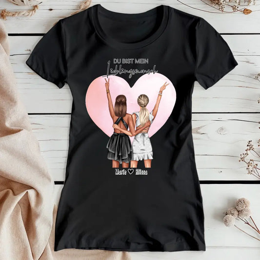 Personalisiertes T-Shirt - Beste Freundin mit Kleid (2 Freundinnen)