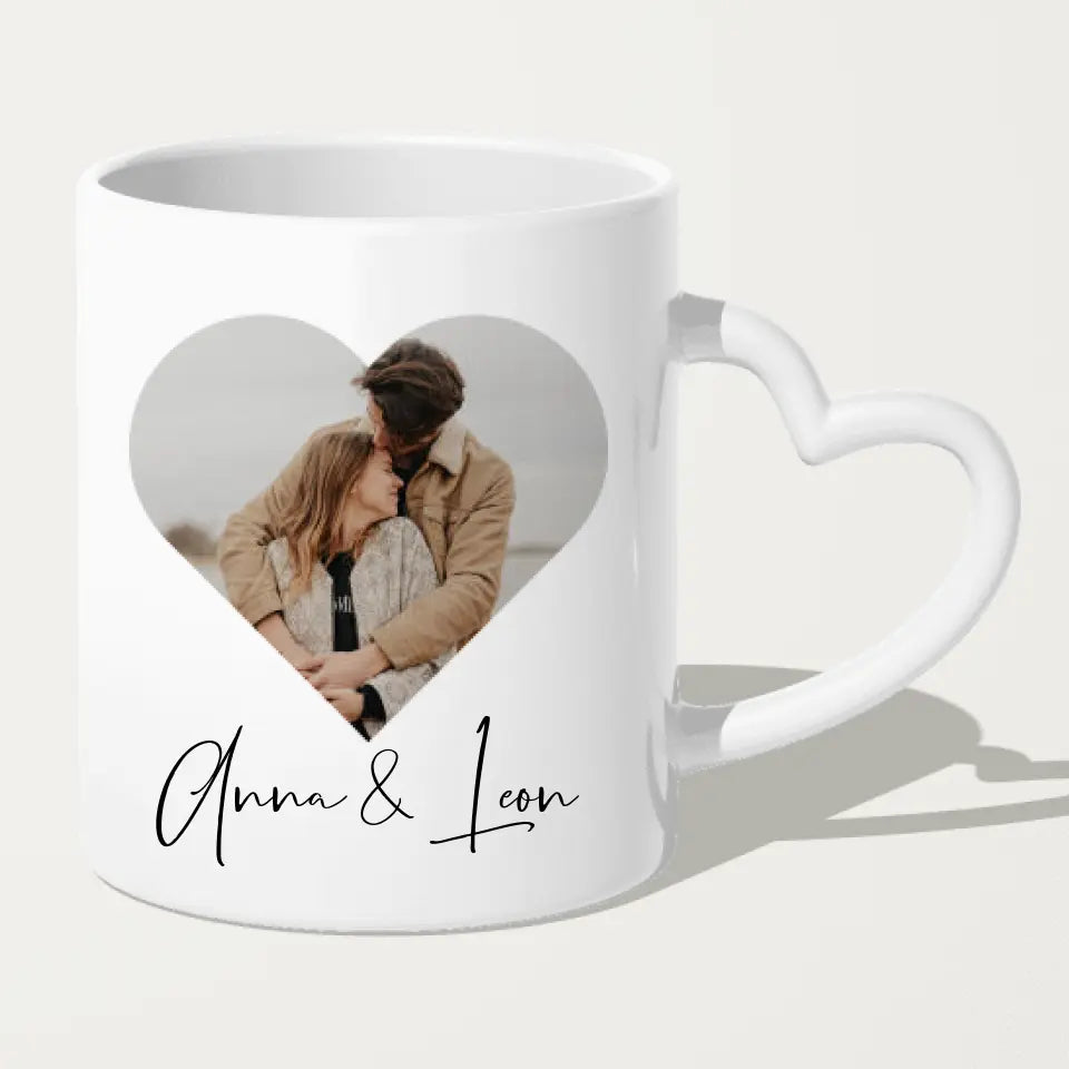 Personalisierte Tasse mit Jahrestag und Bild - Jahrestag Geschenk für Paare