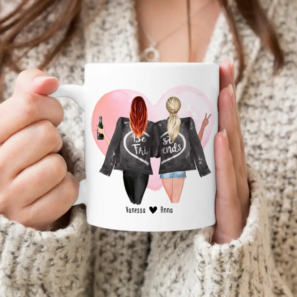 Personalisierte Beste Freundinnen Tasse mit Jacke