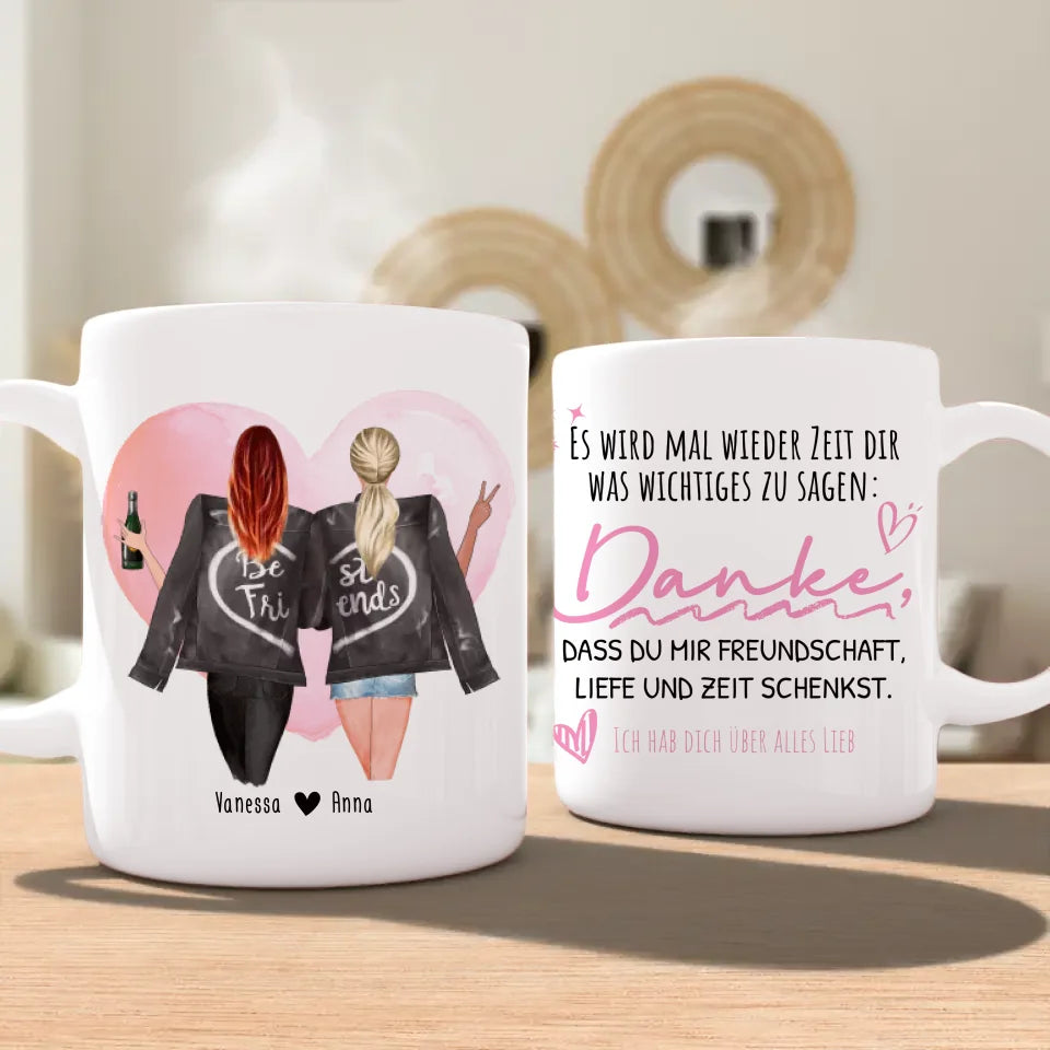 Personalisierte Beste Freundinnen Tasse mit Jacke