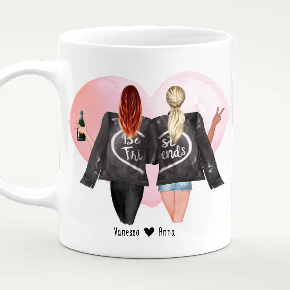 Personalisierte Beste Freundinnen Tasse mit Jacke