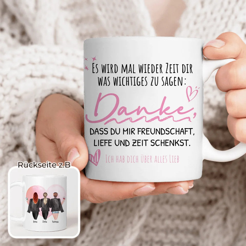 Personalisierte Tasse - Beste Freundinnen mit Jacken (3 Freundinnen)