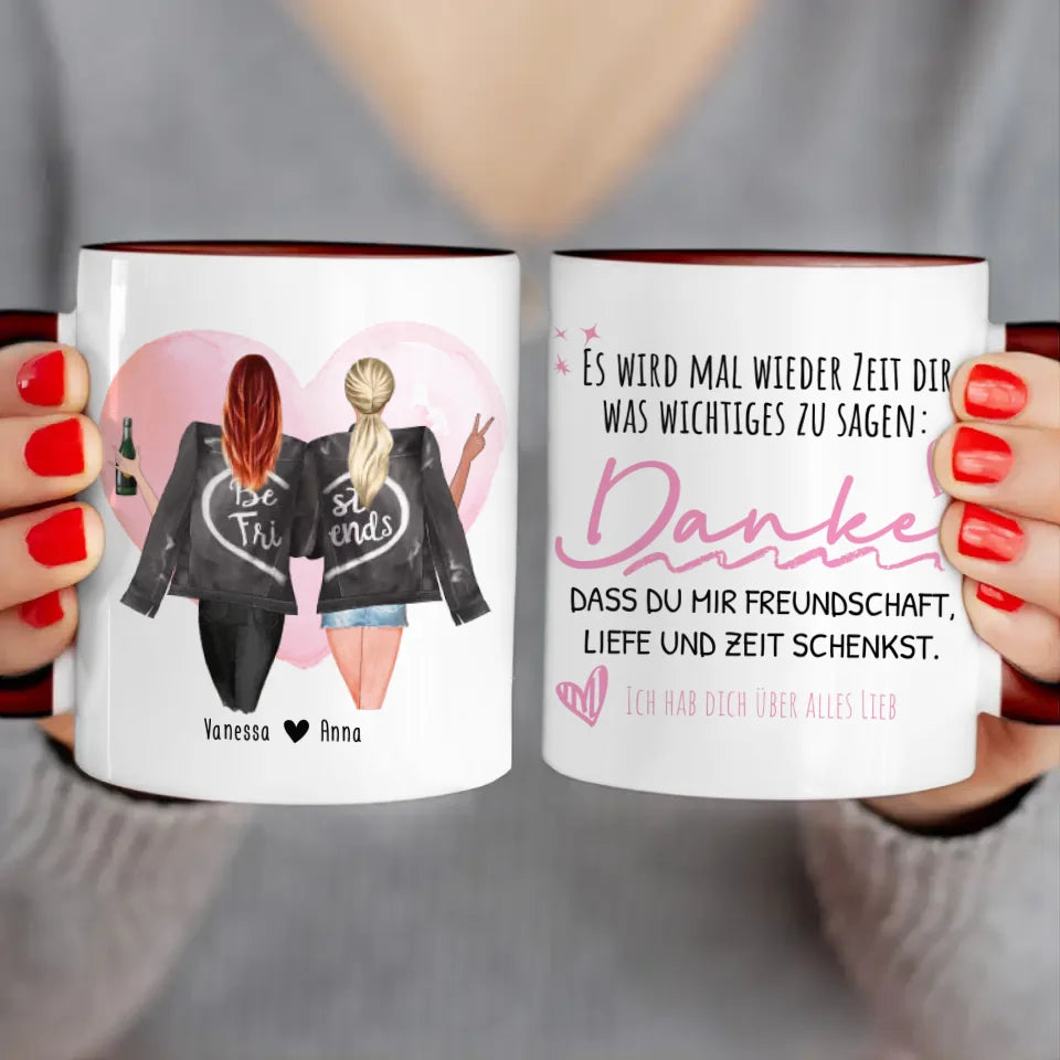 Personalisierte Beste Freundinnen Tasse mit Jacke