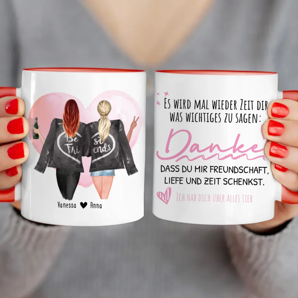 Personalisierte Beste Freundinnen Tasse mit Jacke