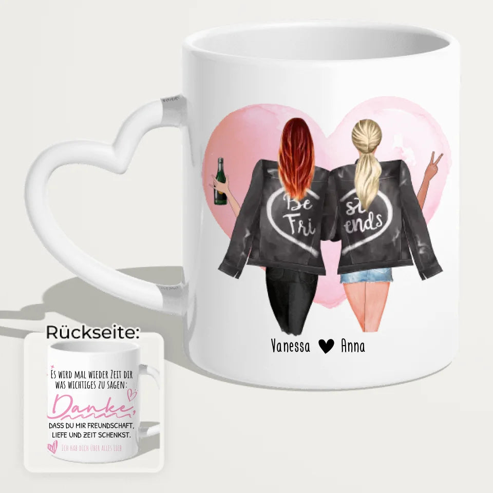 Personalisierte Beste Freundinnen Tasse mit Jacke