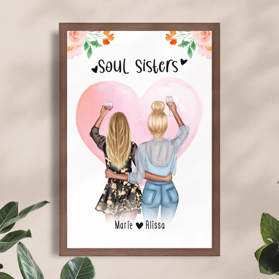 Personalisiertes Poster - Beste Freundin (2 Freundinnen) - Best Friends