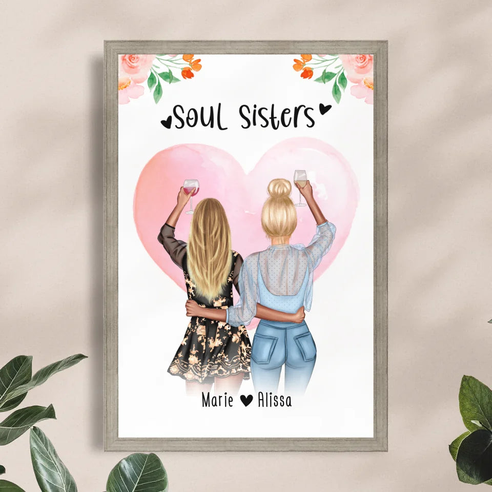 Personalisiertes Poster - Beste Freundin (2 Freundinnen) - Best Friends