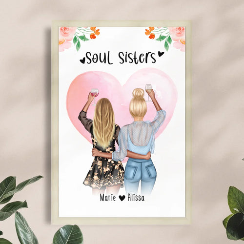 Personalisiertes Poster - Beste Freundin (2 Freundinnen) - Best Friends