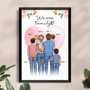 Personalisiertes Poster - Familie + 1-4 Kinder