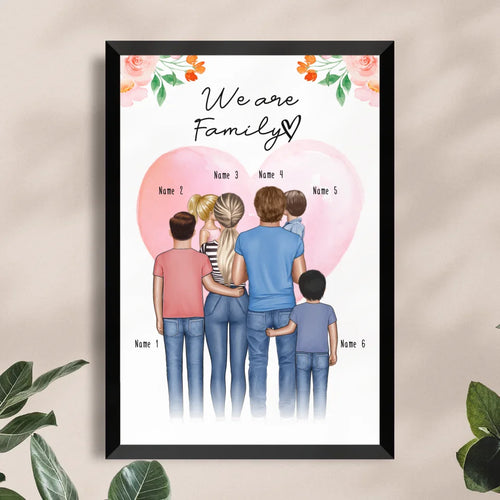 Personalisiertes Poster - Familie + 1-4 Kinder