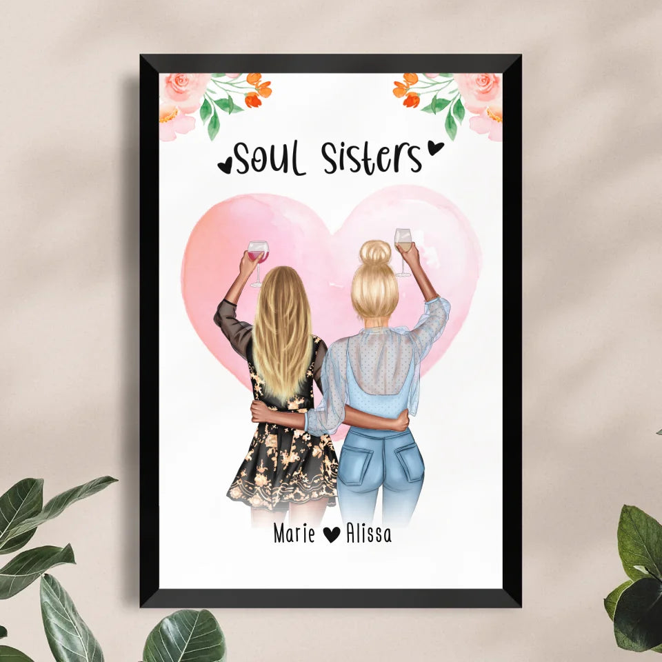 Personalisiertes Poster - Beste Schwestern (2 Schwestern) - Best Sisters