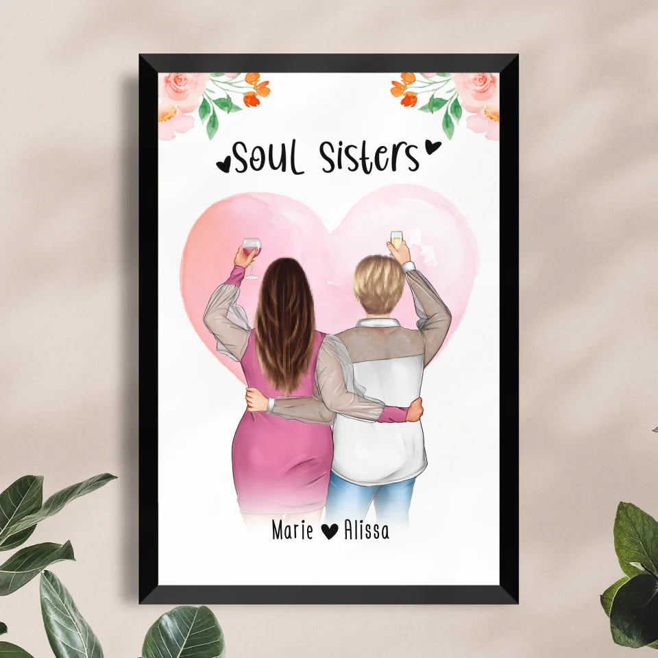 Personalisiertes Poster - Beste Freundin (2 Freundinnen) - Best Friends (Plus Size)