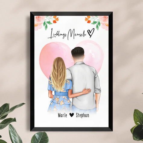 Personalisiertes Poster - Paar mit Kleid und Hemd (stehend) - Pärchen Poster