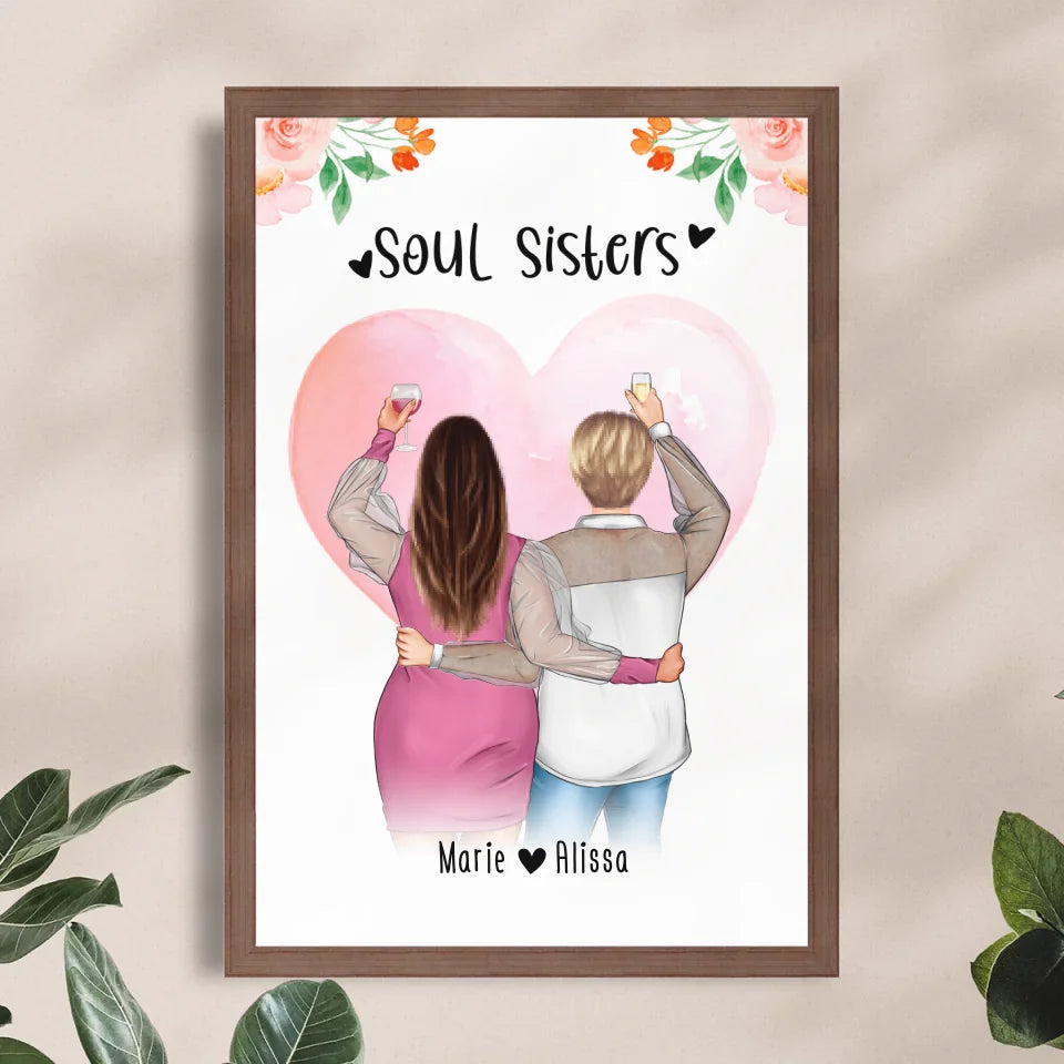 Personalisiertes Poster - Beste Freundin (2 Freundinnen) - Best Friends (Plus Size)