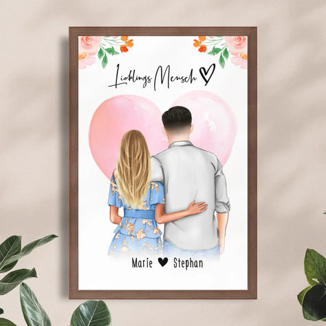 Personalisiertes Poster - Paar mit Kleid und Hemd (stehend) - Pärchen Poster