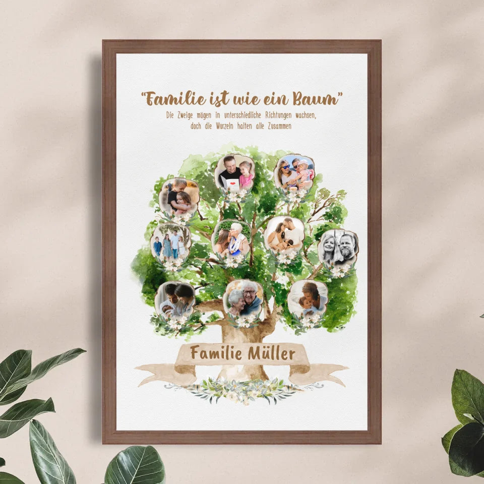 Personalisiertes Poster - Familienstammbaum mit 2-10 Bildern