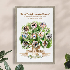 Personalisiertes Poster - Familienstammbaum mit 2-10 Bildern