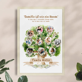 Personalisiertes Poster - Familienstammbaum mit 2-10 Bildern