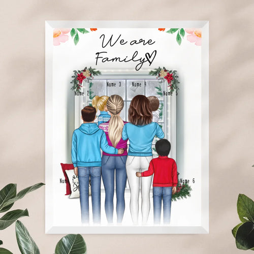 Personalisiertes Poster - Familie (lesbisch/gleichgeschlechtlich) + 1-4 Kinder - Weihnachtsposter