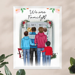 Personalisiertes Poster - Familie (schwul/gleichgeschlechtlich) + 1-4 Kinder - Weihnachtsposter