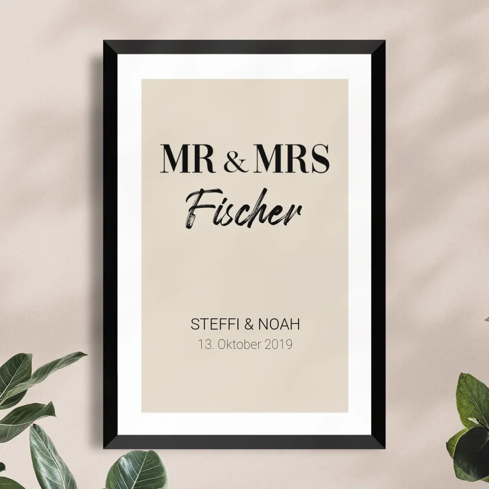 Personalisiertes Poster - Mr. & Mrs. + Familienname