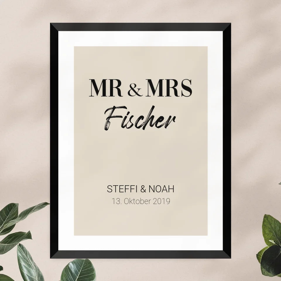 Personalisiertes Poster - Mr. & Mrs. + Familienname