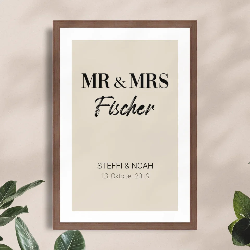 Personalisiertes Poster - Mr. & Mrs. + Familienname