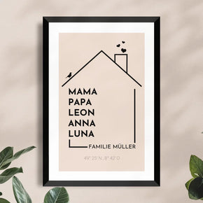 Personalisiertes Poster - Haus mit Namen - Modern 2