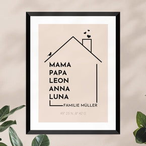 Personalisiertes Poster - Haus mit Namen - Modern 2