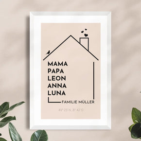 Personalisiertes Poster - Haus mit Namen - Modern 2