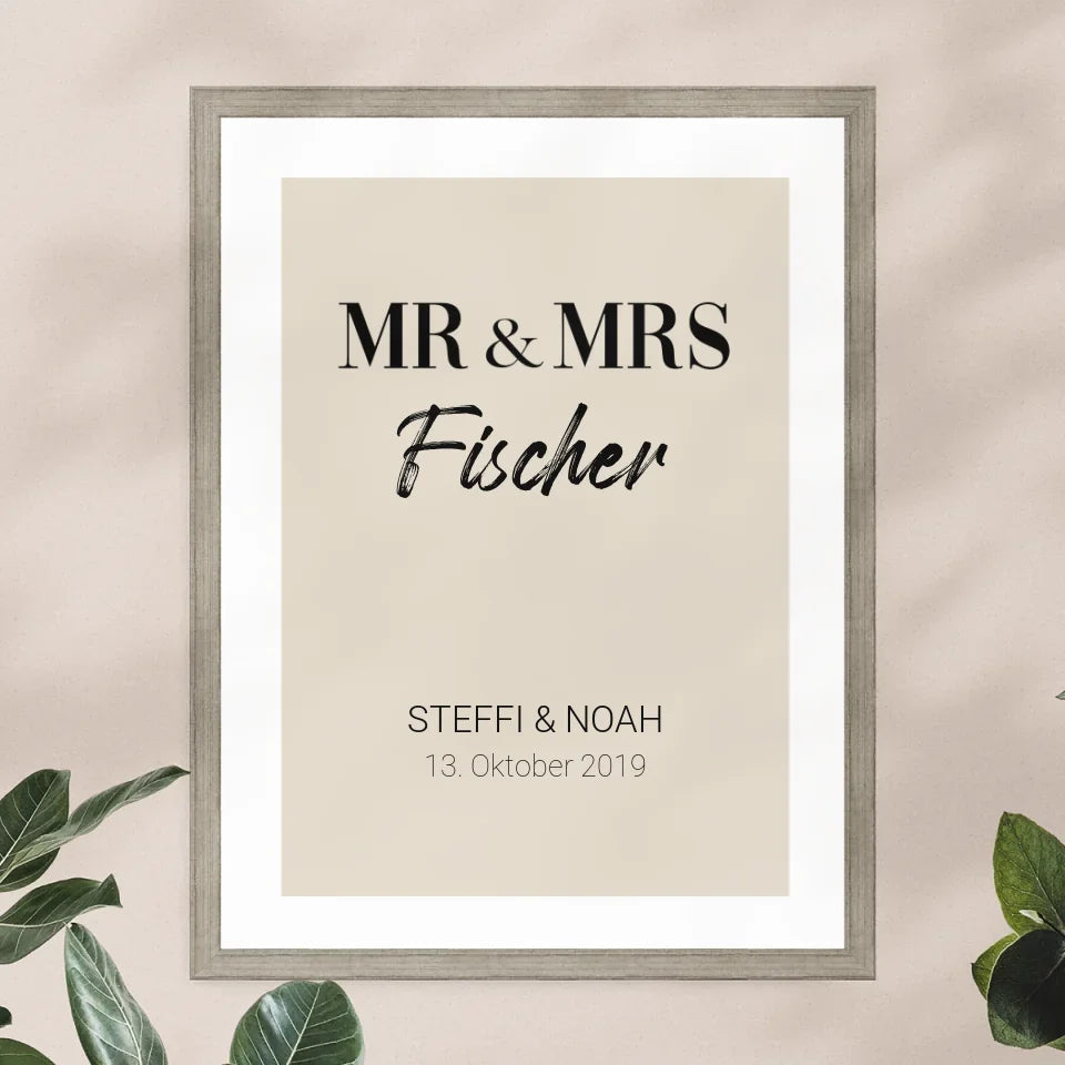 Personalisiertes Poster - Mr. & Mrs. + Familienname