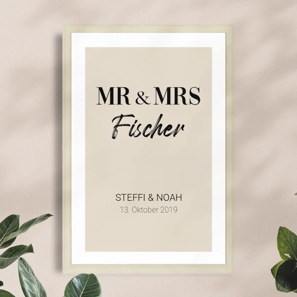 Personalisiertes Poster - Mr. & Mrs. + Familienname