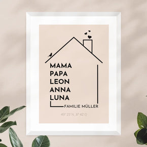 Personalisiertes Poster - Haus mit Namen - Modern 2