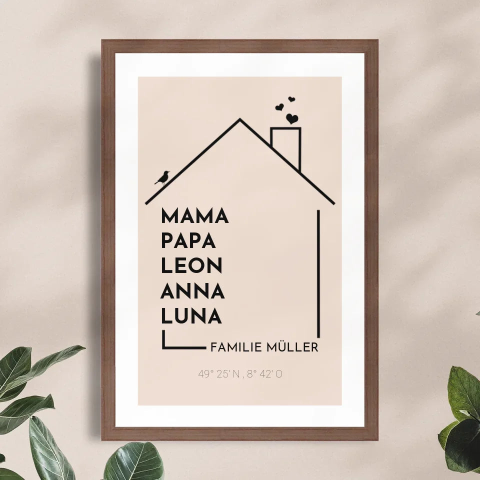 Personalisiertes Poster - Haus mit Namen - Modern 2