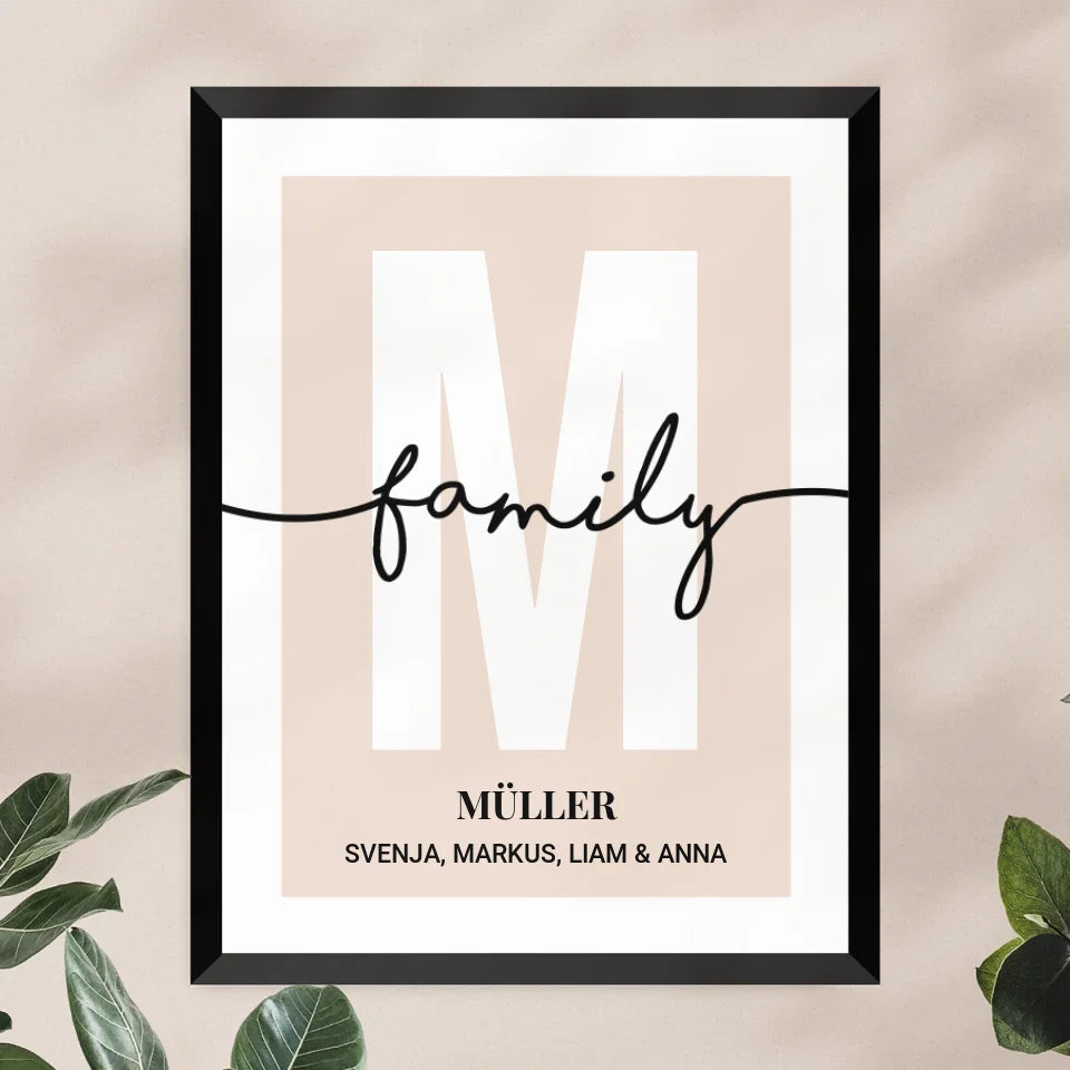 Personalisiertes Poster - Buchstabe mit Familienname und Namen