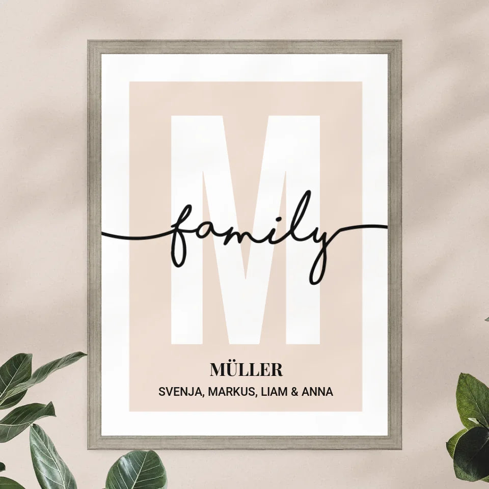 Personalisiertes Poster - Buchstabe mit Familienname und Namen