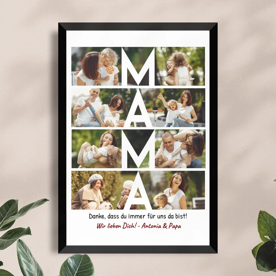 Personalisiertes Poster - MAMA Schriftzug und Collage mit 8 Bildern