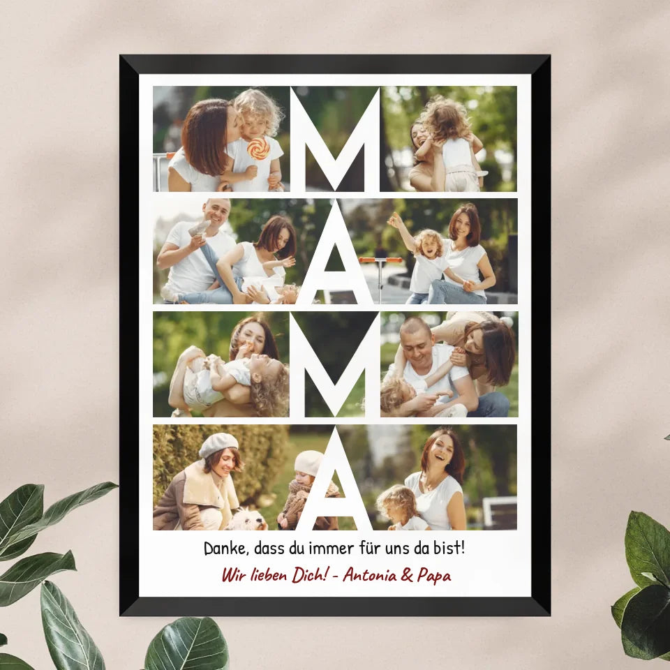 Personalisiertes Poster - MAMA Schriftzug und Collage mit 8 Bildern