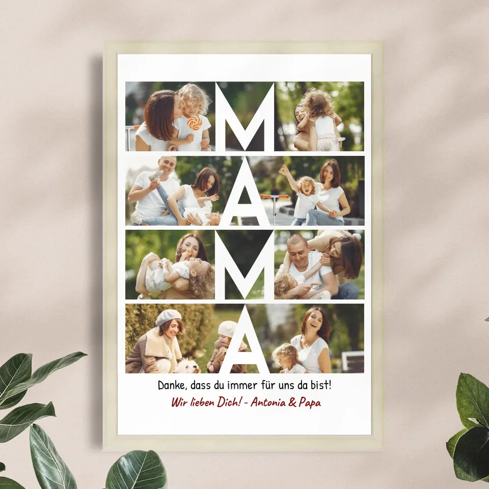 Personalisiertes Poster - MAMA Schriftzug und Collage mit 8 Bildern