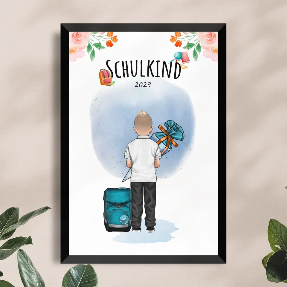 Personalisiertes Poster - Geschenk zur Einschulung (1 Junge)