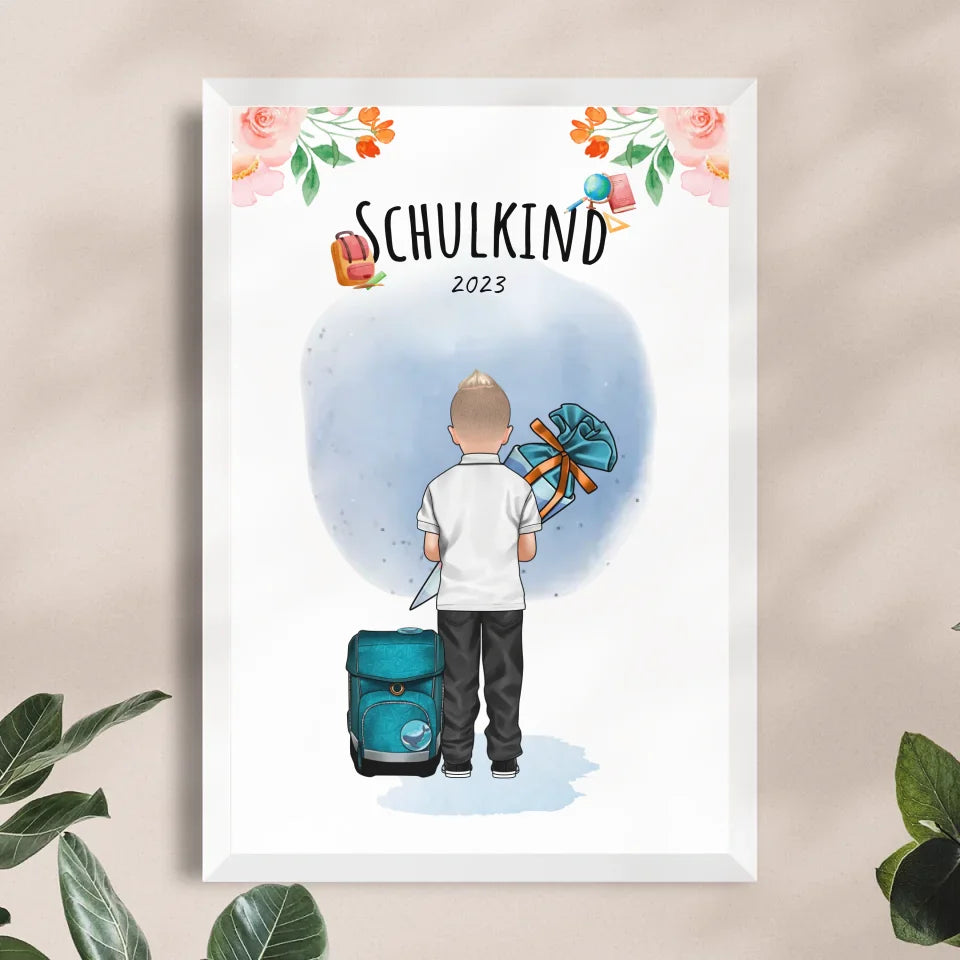 Personalisiertes Poster - Geschenk zur Einschulung (1 Junge)