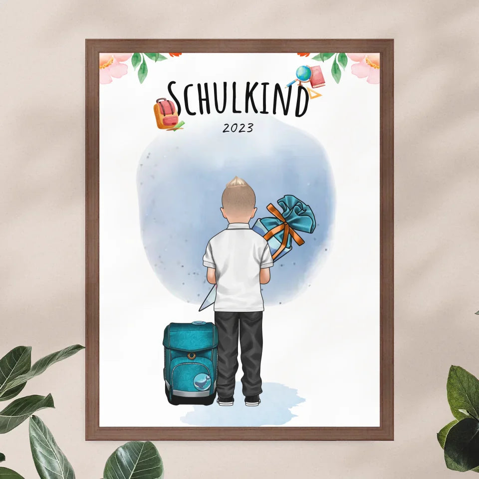 Personalisiertes Poster - Geschenk zur Einschulung (1 Junge)