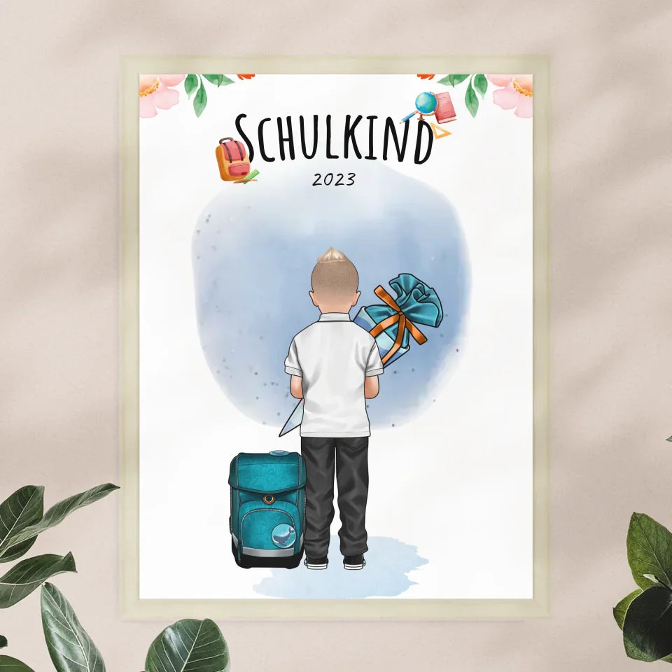 Personalisiertes Poster - Geschenk zur Einschulung (1 Junge)