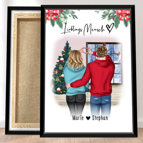 Personalisierte Leinwand - Paar/Pärchen (stehend) - Weihnachtsleinwand
